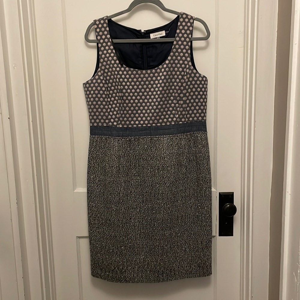 Calvin Klein Grey empire line dress. Grey fully lined. Very flattering.